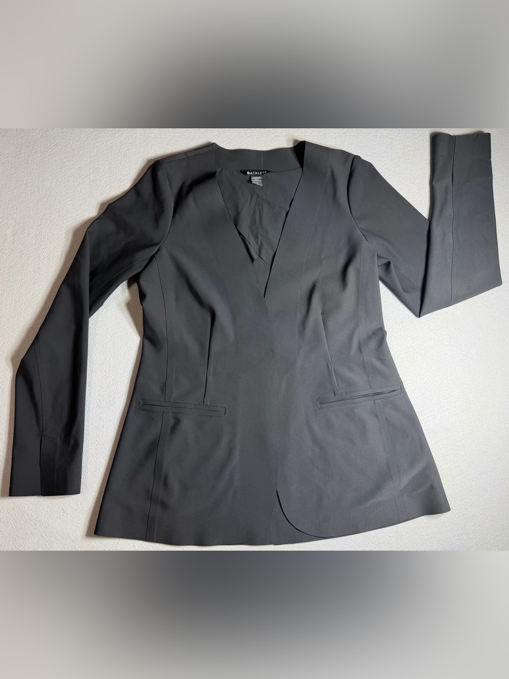 Athleta Avenue Blazer Stretch Black Jacket Size 6 Women’s Pockets